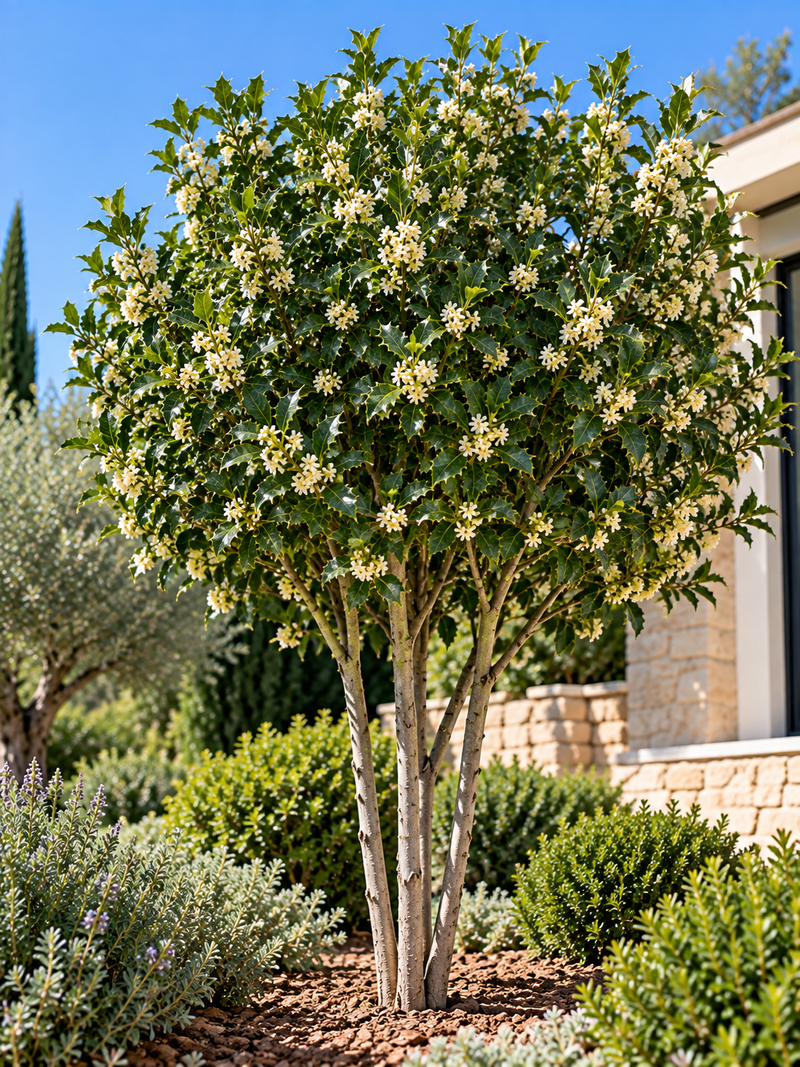 Osmanthe à feuilles de houx en cépée remontée (Osmanthus Aquifolium)