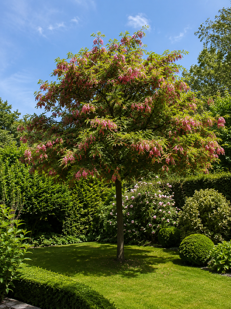 Robinia faux acacia à fleurs rouges (Robinia pseudoacacia Casque Rouge)