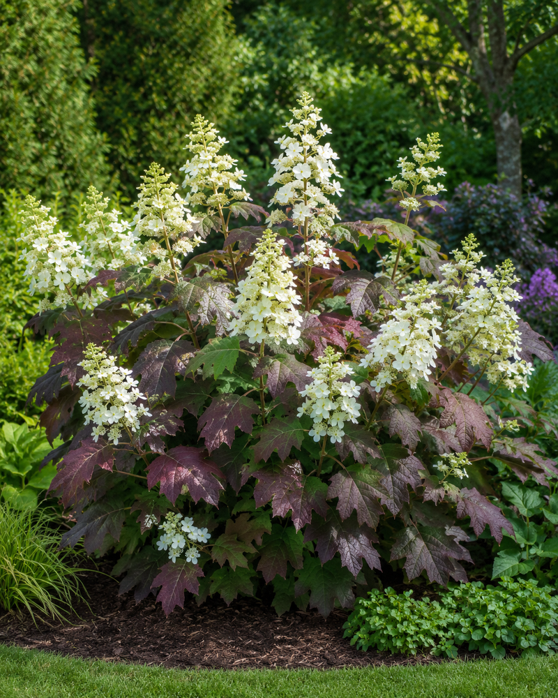 Hortensia à feuilles de chêne (fleurs blanches)