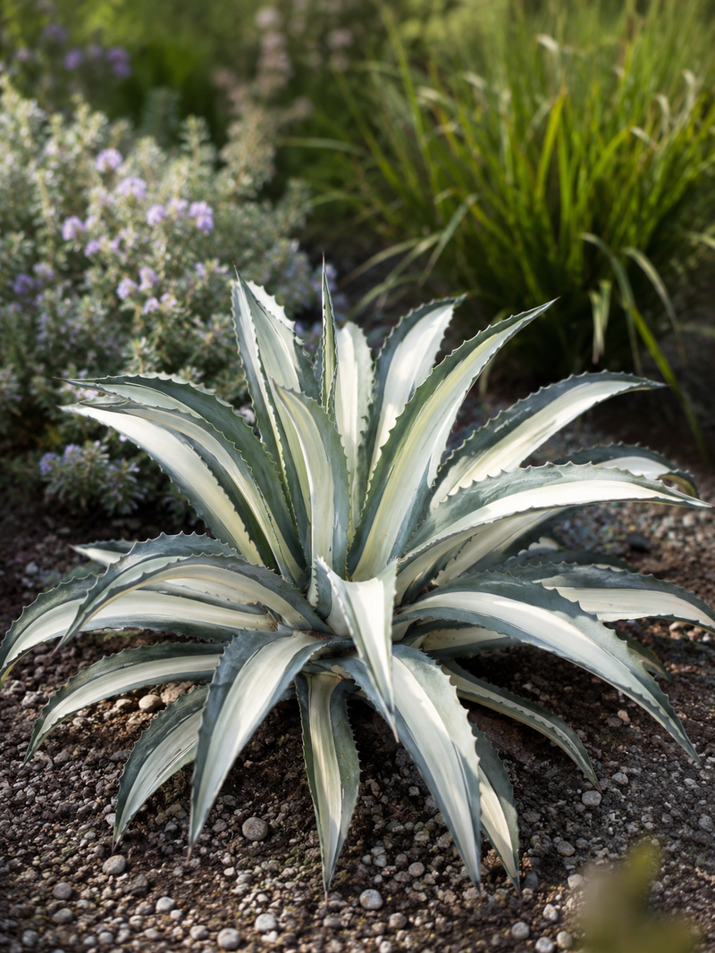 Agave panaché blanc