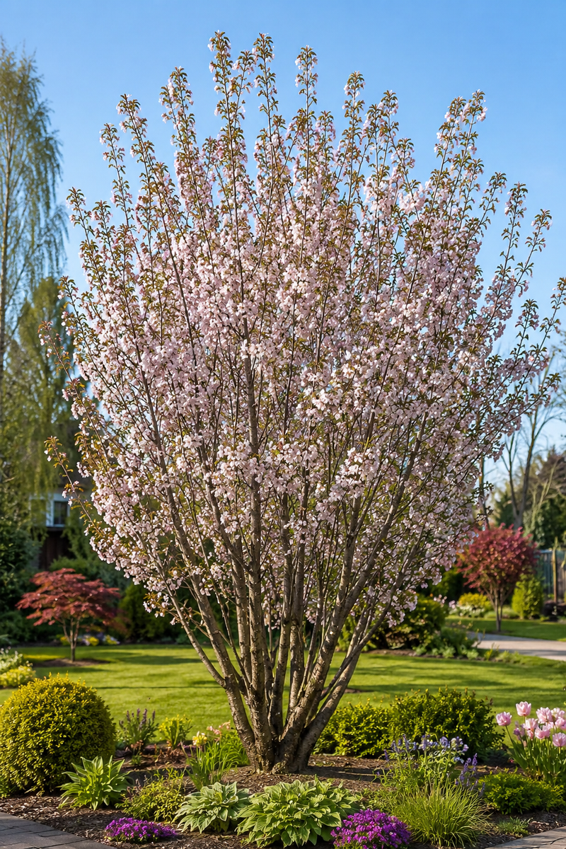 Cerisier à grappes Sunset Boulevard en touffe (Prunus Serrulata Sunset Boulevard)