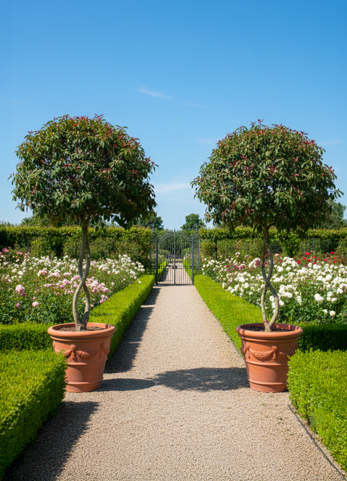 Photinia Red Robin en Tige Troncs Torsadés
